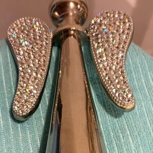 Silver Rhinestone Angel candle holder